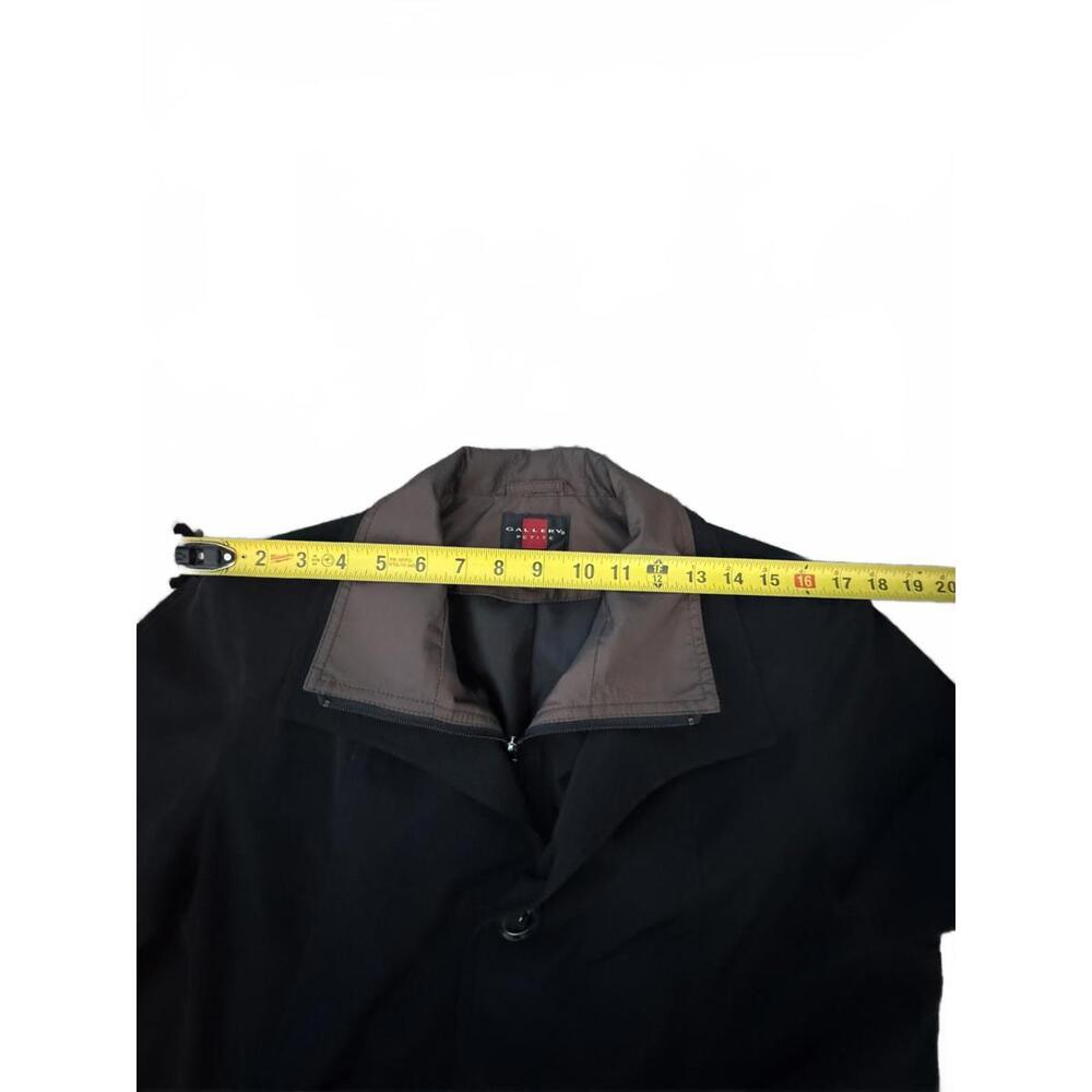 Gallery Petite Women's Black Trench Coat With Lining Zipper and Buttons - Picture 5 of 9